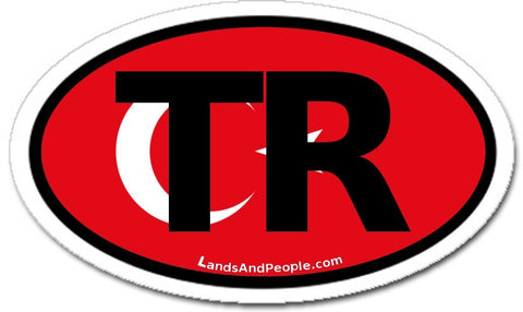 TR Turkish Flag Car Bumper Sticker Oval