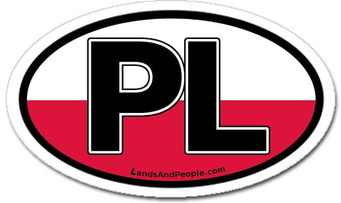 PL Poland Flag Sticker Oval
