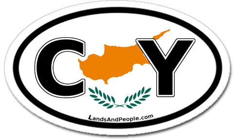 CY Cyprus Flag Sticker Oval