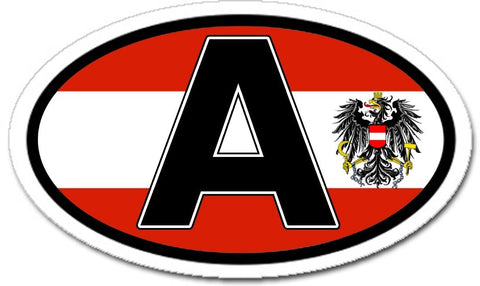 A Austria Austrian Eagle and Flag Car Bumper Sticker Oval