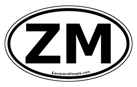 ZM Zambia Sticker Oval Black and White
