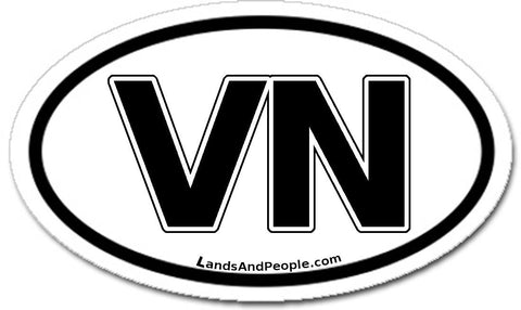 VN Vietnam Sticker Oval Black and White