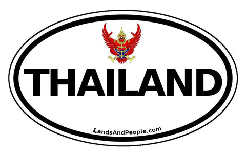 Thailand Sticker Oval Black and White
