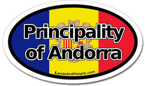Principality of Andorra Flag Sticker Oval
