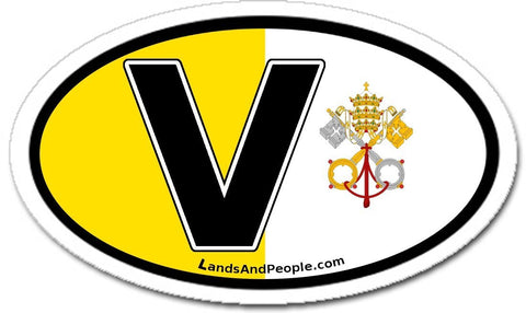 Vatican V Roman Catholic Flag Car Bumper Sticker Oval