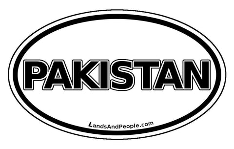 Pakistan Sticker Oval Black and White