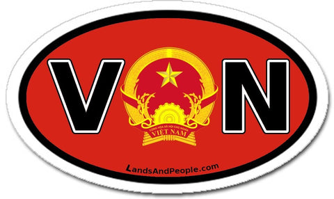 VN Vietnam Flag and State Emblem Sticker Oval