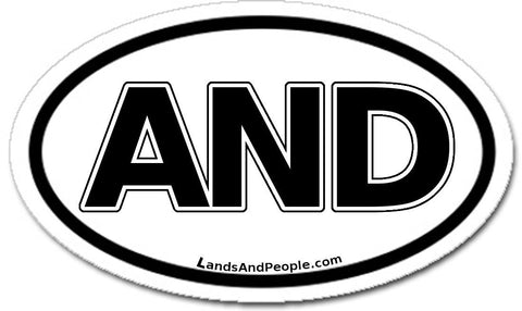 Andorra AND Black on White Car Bumper Sticker Oval
