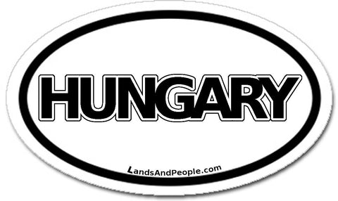 Hungary Sticker Oval Black and White