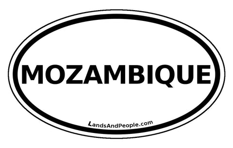 Mozambique Sticker Oval Black and White