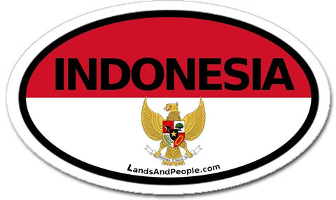 Indonesia Flag and Garuda National Emblem Sticker Oval