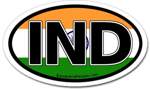 IND India Flag Sticker Oval