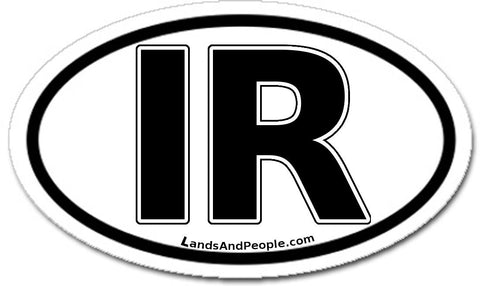 IR Iran Sticker Oval Black and White