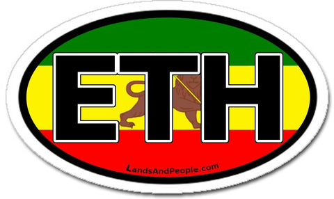 Ethiopia Lion of Judah Rastafari Flag Car Bumper Sticker Decal Oval