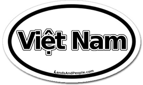 Việt Nam Vietnam Sticker Oval Black and White