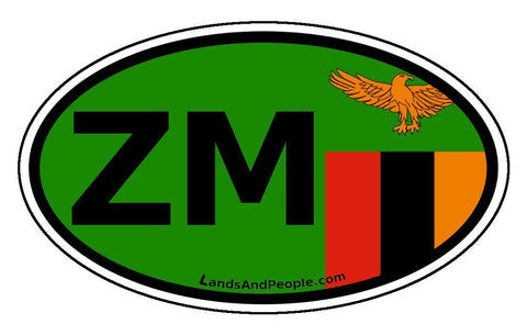 ZM Zambia Flag Sticker Oval