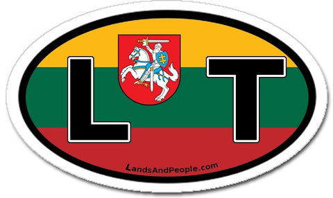 LT Lithuania Flag Sticker Oval