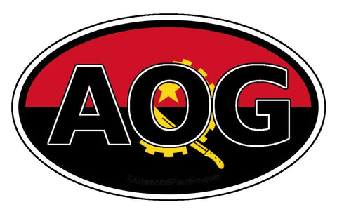 AOG Angola Flag Sticker Oval