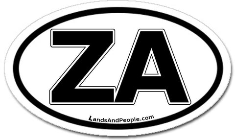 ZA Zuid Afrika South Africa Car Sticker Oval Black and White