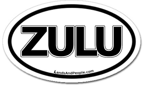 Zulu South Africa Car Sticker Oval Black and White