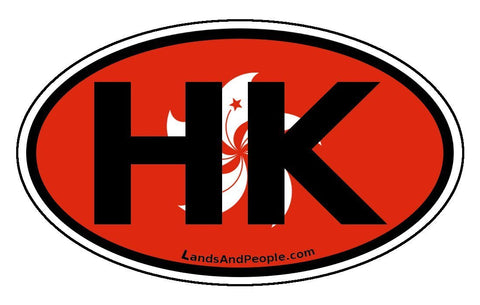 HK Hong Kong Flag Car Sticker Oval