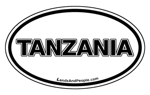 Tanzania Car Sticker Oval Black and White