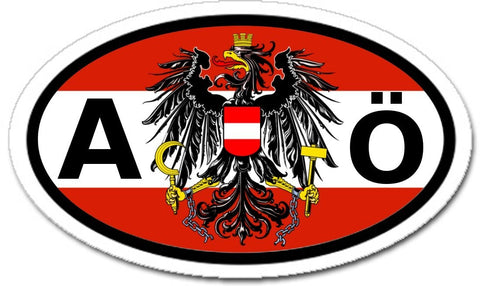 A Austria Ö Österreich and Austrian Eagle Flag Car Sticker Oval