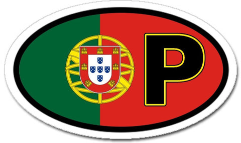 P Portugal Portuguese Flag Sticker Oval