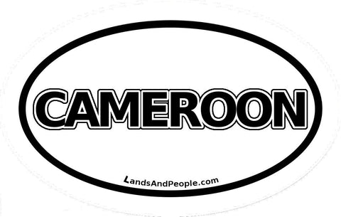 Cameroon Sticker Oval Black and White