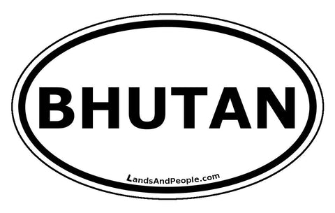 Bhutan Car Sticker Oval Black and White