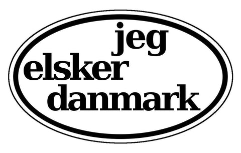 Jeg Elsker Danmark I love Denmark in Danish Sticker Decal Oval