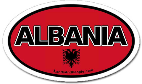 AL Albania Flag Car Bumper Vinyl Sticker Oval