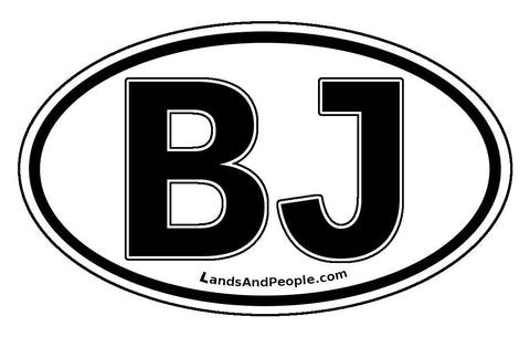 BJ Benin Sticker Decal Oval Black and White