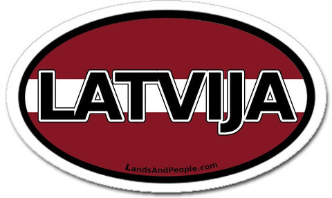 Latvija Latvia Flag Sticker Decal Oval