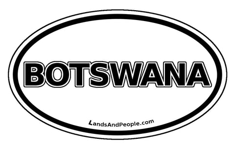Botswana Sticker Oval Black and White