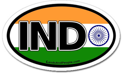 IND India Flag Sticker Oval