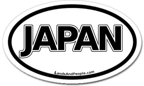 Japan Car Sticker Decal Oval Black and White
