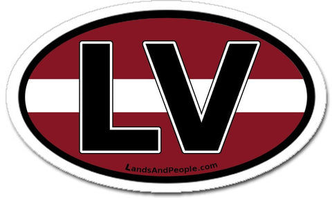 LV Latvia Flag Sticker Oval