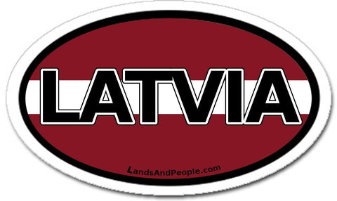 Latvia Flag Sticker Decal Oval