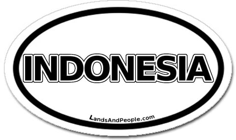 Indonesia Sticker Oval Black and White
