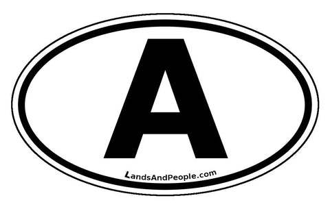 A Austria Car Bumper Sticker Oval Black and White