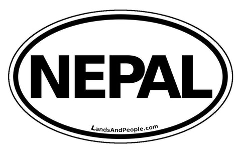 Nepal Car Sticker Decal Oval Black and White