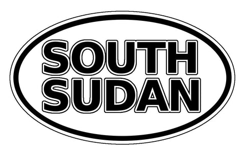 South Sudan Car Sticker Oval Black and White