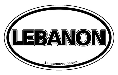Lebanon Sticker Oval Black and White
