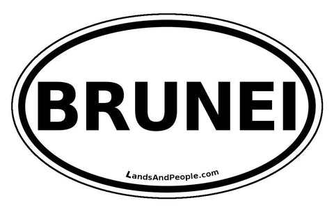 Brunei Sticker Oval Black and White
