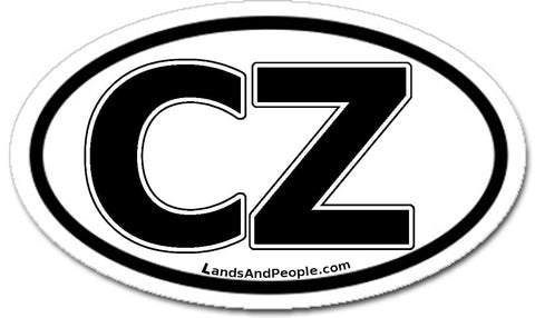 CZ Czech Republic Sticker Decal Oval Black and White