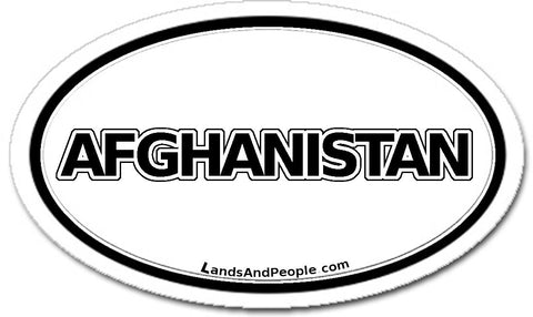 Afghanistan Sticker Oval Black and White