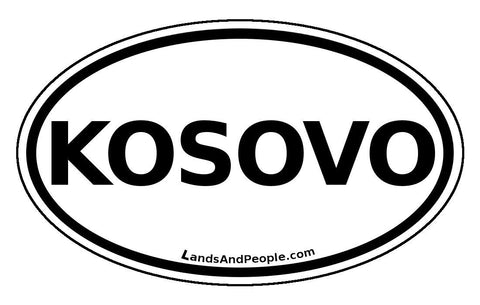 Kosovo Sticker Oval Black and White