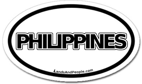 Philippines Sticker Oval Black and White