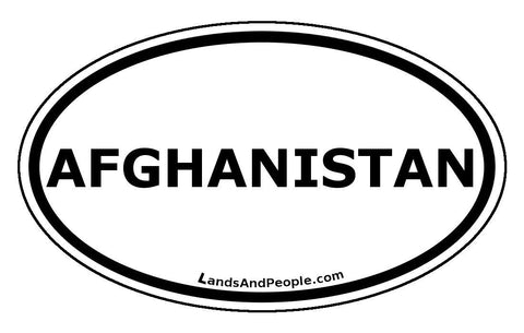 Afghanistan Sticker Oval Black and White